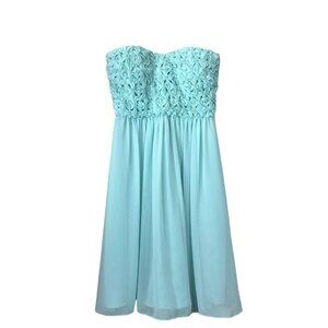Calvin Klein Textured Woven Strapless Cocktail Bridesmaid Dress Aqua Blue Size 4